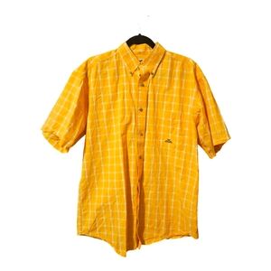 Wrangler Riata Short Sleeve Men's Western Button Down Shirt Yellow Size Medium